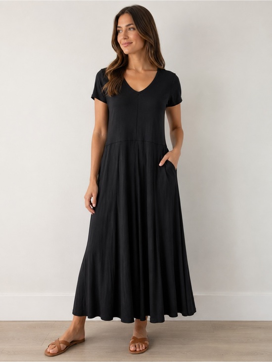 Peruvian Connection Dresses & Skirts - Peruvian Connection Black Hannah Maxi Dress Size Medium Pima Cotton Modal Jersey